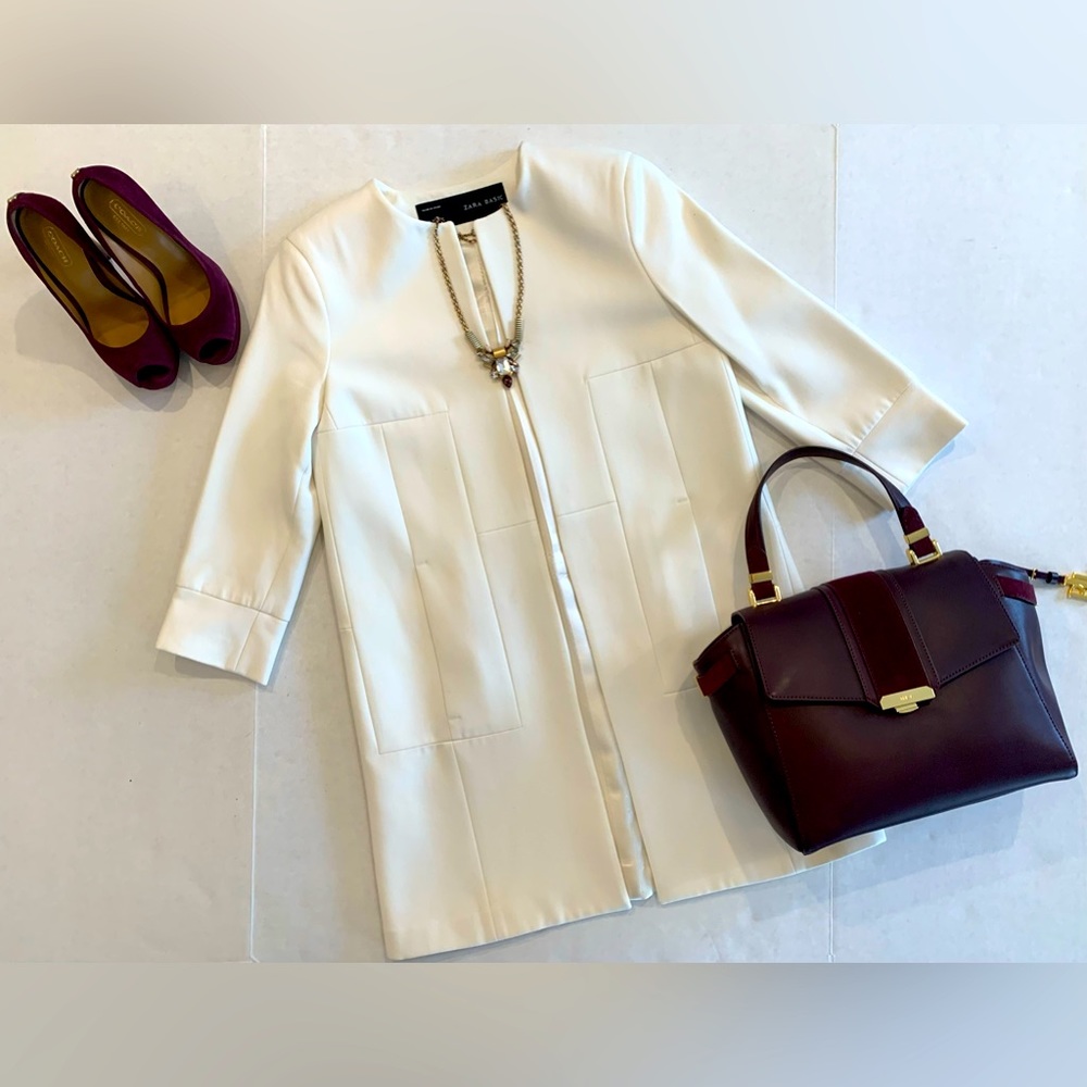 Ivory 3/4 sleeves Topper Coat
